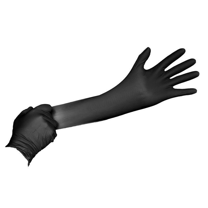 Luvas em nitrilo preto diamantadas, 7 micras 8,5 gramas, modelo Gijón-Asturias I MUNDOGUANTE (pack 100 unidades) - Tamanho S