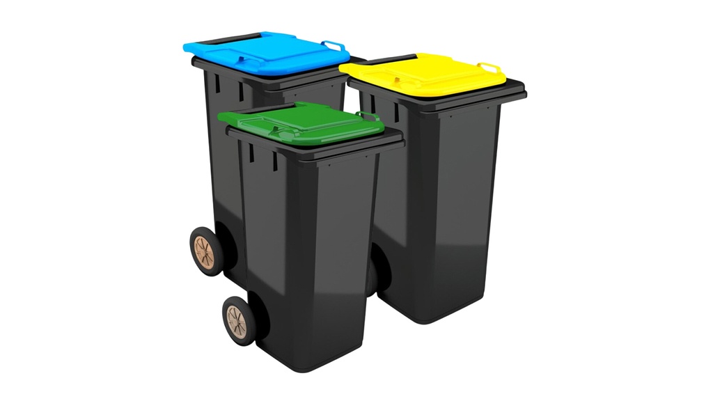 Contentor BIOLOGIC com rodas I tampa azul e fundo preto I 555x460x900mm I 120 litros
