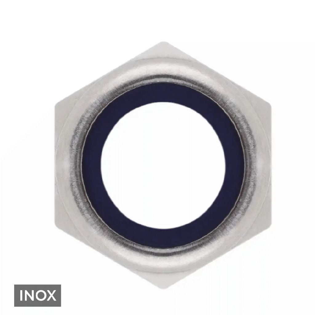 Porca sextavada autoblocante DIN 985 I rosca métrica I Inox A2-AISI 304 I Ø M6