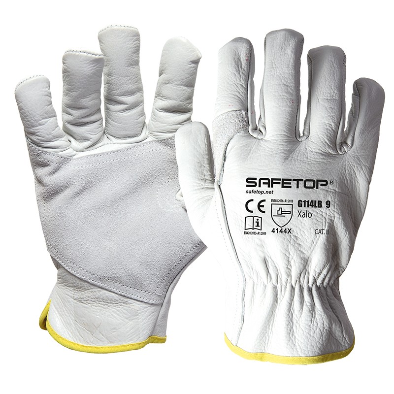 Luva em pele bovino I 12 /120 pares modelo: XALO I SAFETOP