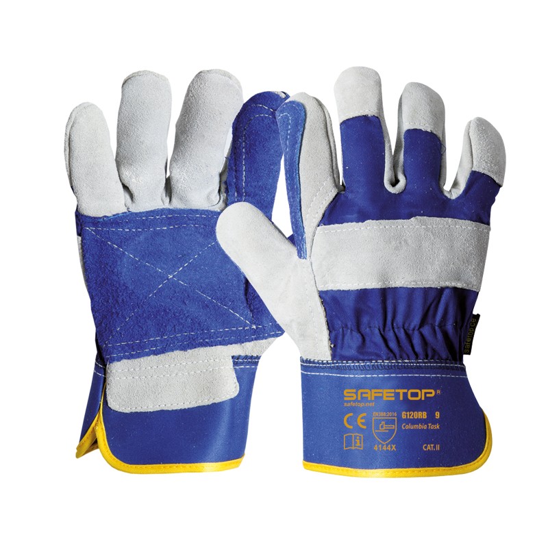 Luva em lona  de algodão e pele I pack 12 unid cX de 96 pares I modelo: COLUMBIA TASK I SAFETOP