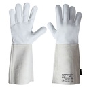 Luva pele soldadura longa I pack 12 unid cx 120 pares I modelo:  DOVER TIG I SAFETOP