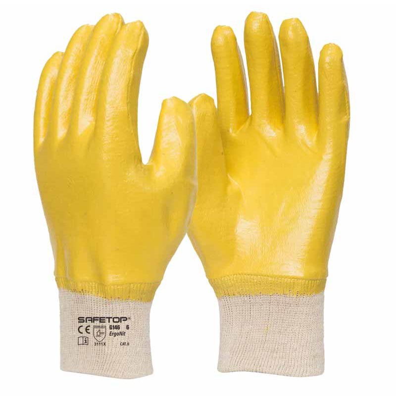 Luva nitrilo amarela  I pack 12 unid cx 120 pares I modelo: ERGONT I SAFETOP