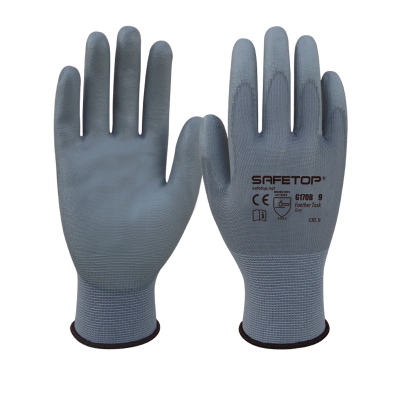 Luva poliuretano sintético I pack 12 unid cx 120 pares I modelo: FEATHER TASK I SAFETOP