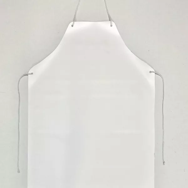 Avental de peitilho médio impermeável em PVC e Acrílico I Côr: Branco I modelo AV-028