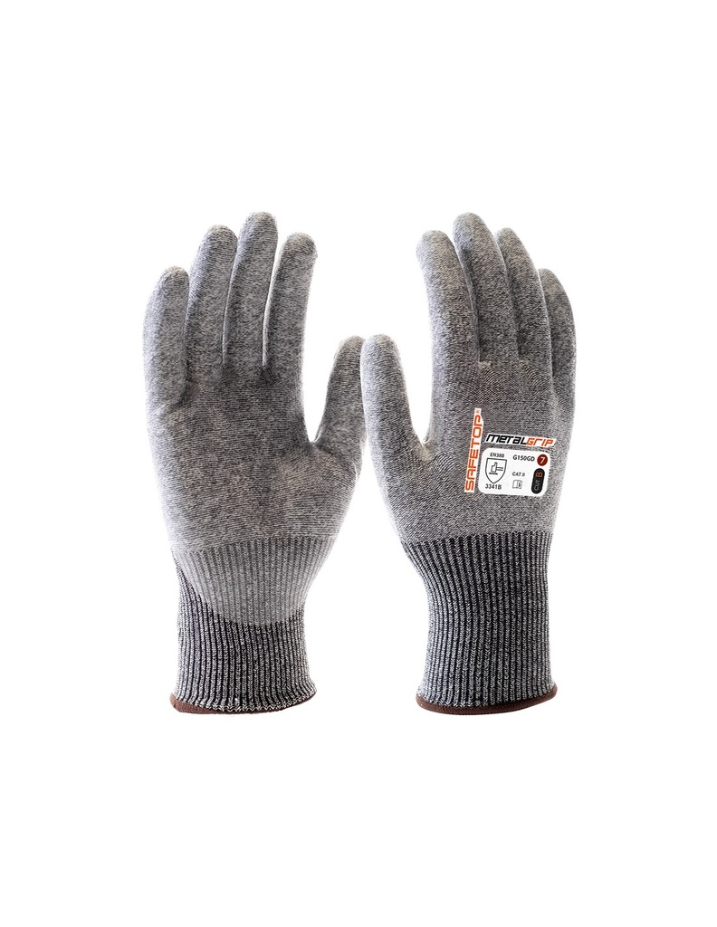 Luva anticorte B flexível revestida na palma  I pack 12 unid cx 120 pares I modelo: METALGRIP I SAFETOP