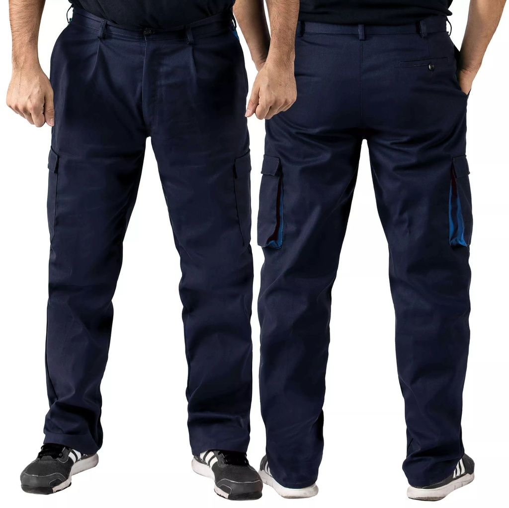 Calças Bicolor T002 para mecânica - Azul Marinho/Azul Royal