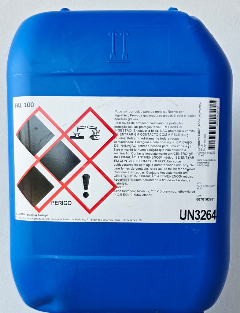 FAL 100 G20AZ, 20 kg: Detergente ácido para desengorduramento e desoxidação ácida sobre metais, especialmente alumínio e ligas metálicas I BRENNTAG