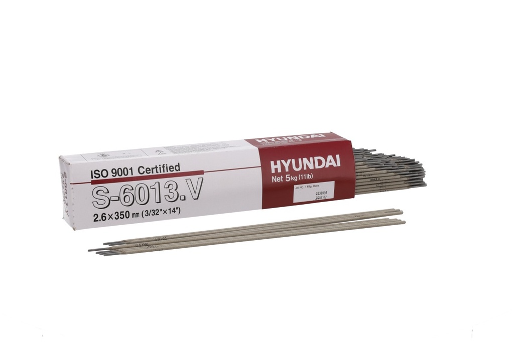 [HYUN0012863] Elétrodo revestido para soldadura de aço carbono I S-6013LF DE 2.60x350 I caixa: 5kg/245 unidades I HYUNDAI WELDING