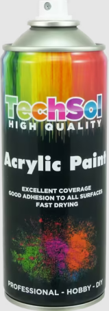 [TECH0013093-RAL9005] Spray esmalte acrílico multiusos, 400 ml I Cor: preto brilhante I Caixa: 6 unidades I Tinta de secagem rápida e flexivel resistente aos raios UV I TECH