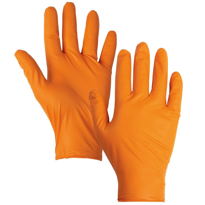[SAFE13761-061A] Luva nitrilo laranja  I 1 cx 50 unid 10 packs  I modelo: DIAMANTADO I SAFETOP