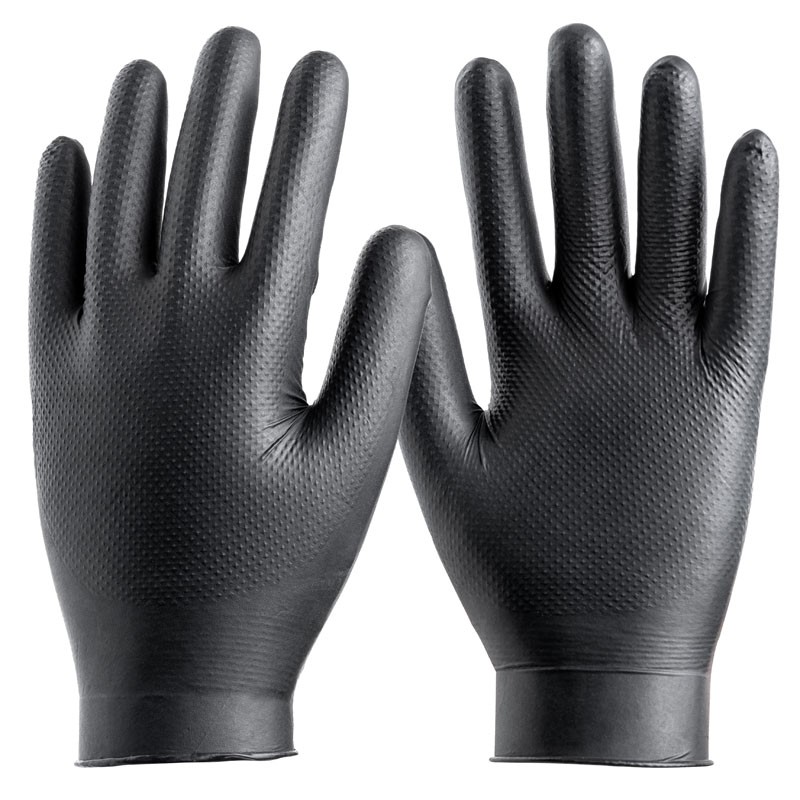 [SAFE13762-061B] Luva nitrilo preta I 1 cx 50 unid 10 packs I modelo: DIAMANTADO I SAFETOP