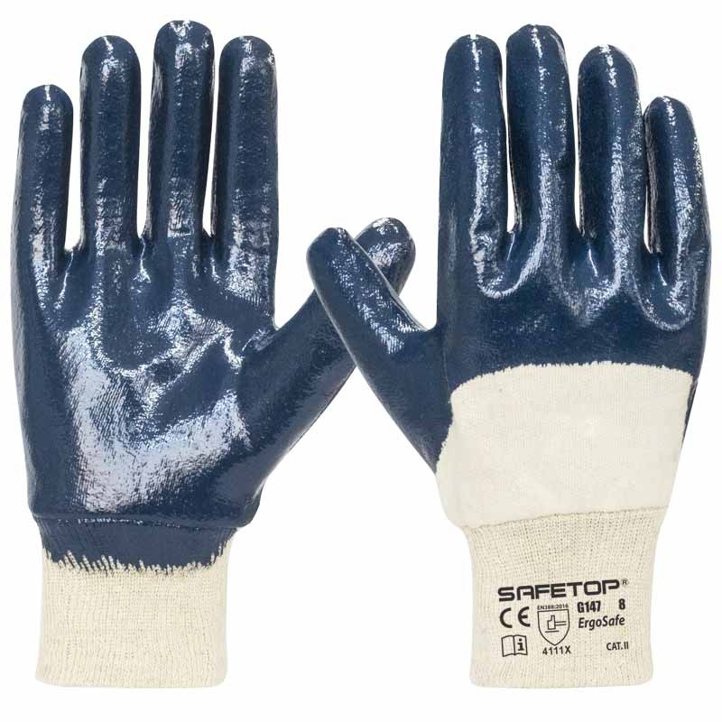 [SAFE13764-G147] Luva nitrilo azul  I pack 12 unid cx 120 pares I modelo: ERGOSAFEI SAFETOP