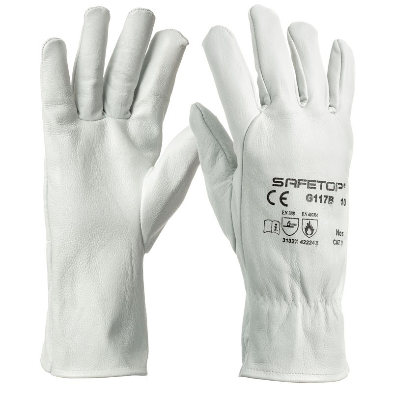 [SAFE0013781-G117B] Luva de pele térmica extra longas I modelo: NOS I pack de 12 unidades em caixa de 120 pares I SAFETOP (Tamanho 8 (M))
