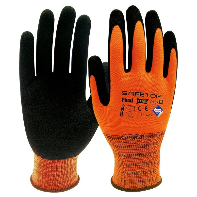 [SAFE13787-G107] Luva látex micro-rugas c/ dorso repirável I pack 12 unid cx 12 pares I modelo: FLEXILATEX I SAFETOP