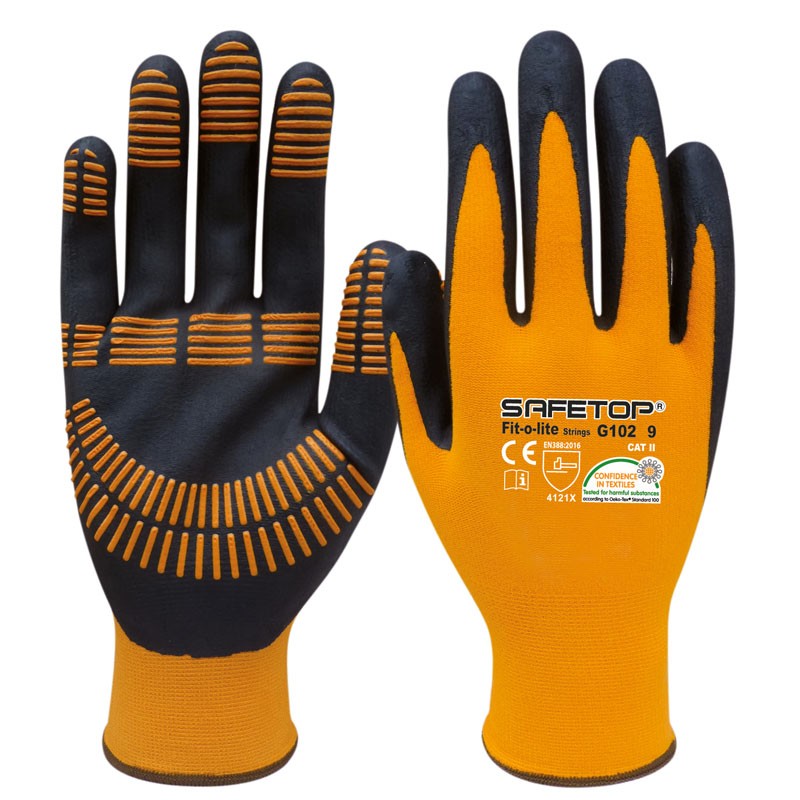 [SAFE13789-G102] Luva em nitrilo c/ riscas na palma  I pack 12 unid cx 120 pares I modelo:  FIT-O-LIFE STRINGS I SAFETOP