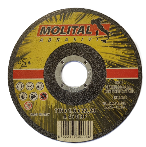 [MOLI0013843] Disco de corte inox I medida: 115 x 1.6 x 22 I caixa: 50 unidades I MOLITAL