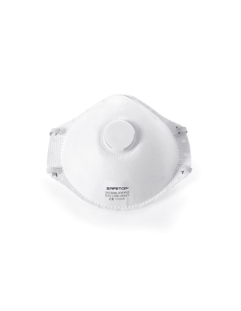 [SAFE14472-30300] Máscara pré-moldada com válvula refª 30300 FFP2 I pack 12 unid  pares I SAFETOP