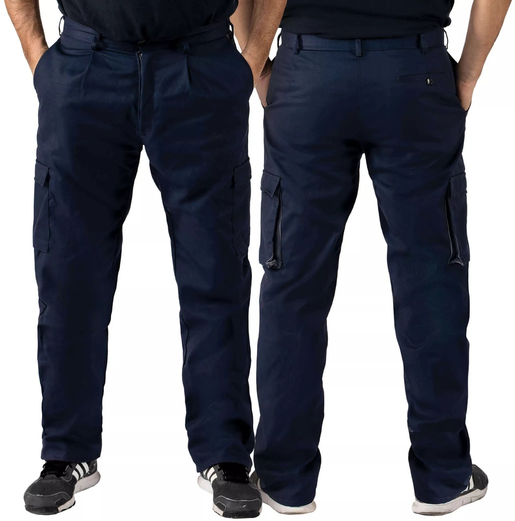 [P1471] Calças Bicolor para serviços de oficina e mecânica I T-002 (Azul Marinho/Verde, S (38-40))