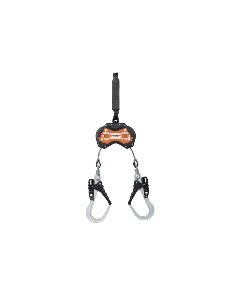 [SAFE16109-80229-AS] Fita dupla retátil c/ ganchos de 50mm 140 Kg e fator 2 I SAFETOP
