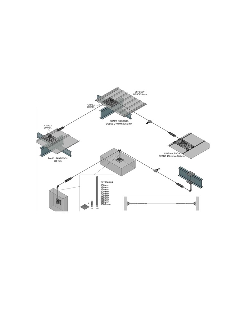 [SAFE16149-80185-10] Kit linha de vida cabo auto instalável p/ betão c/ postes I SAFETOP