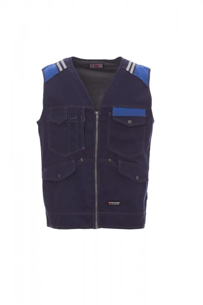 [PAYP0017206-000317-0064] Colete de trabalho de dois tons, 100% algodão I Modelo: TUCSON | PAYPER (NAVY BLUE/ROYAL BLUE - 08017, S)