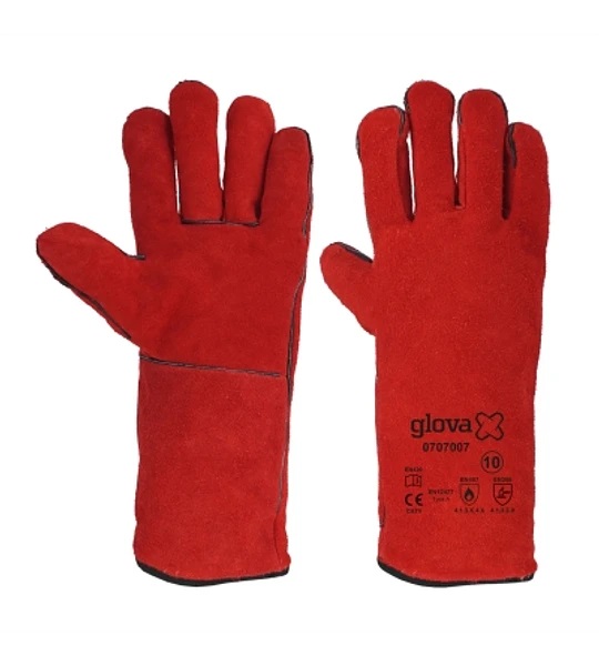 [LUP001000] Luvas de soldador em couro camurça vermelho