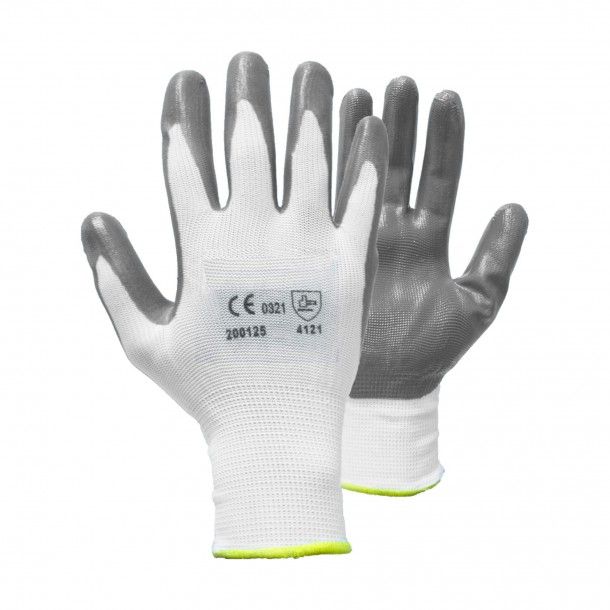 [LUP000280] Luvas de suporte impregnadas de nylon cinza. (100% Nylon) - Tamanho 8 (M)
