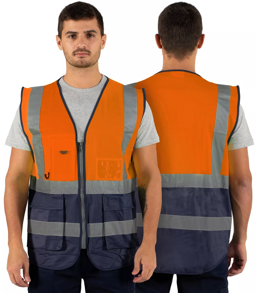 [TAGI002801] Colete refletor multibolsos com fecho frontal, modelo CL-03 (Laranja, S)