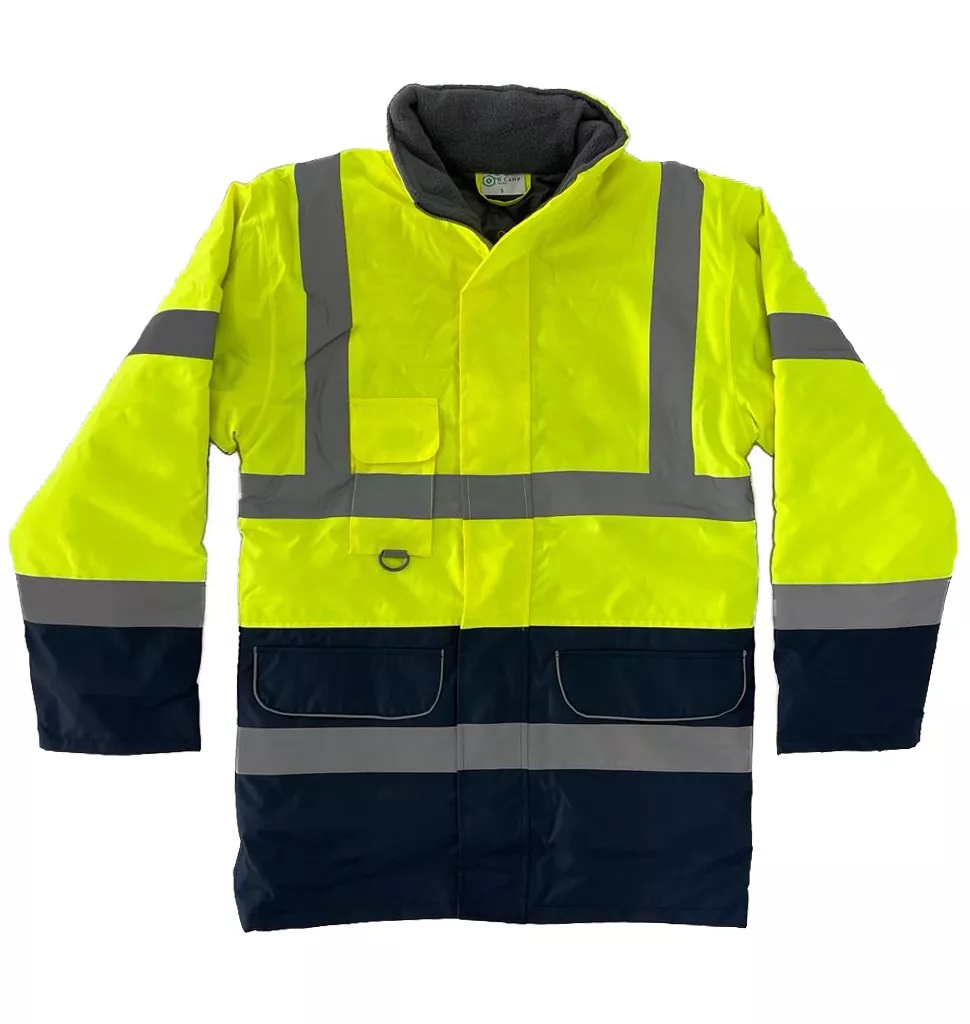 [TAGI003113] Parka impermeável refletora bicolor (Azul/Amarelo, S)