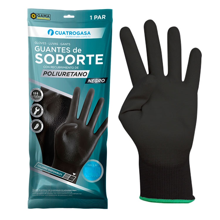 [LNP001010-P474] Luvas de suporte em poliester impregnadas de poliuretano, preto I modelo: LV09 - Tamanho S I 7