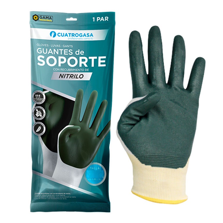 [LNP001010-P478] Luvas de suporte em poliester impregnadas de nitrilo, verde - Tamanho L I 9