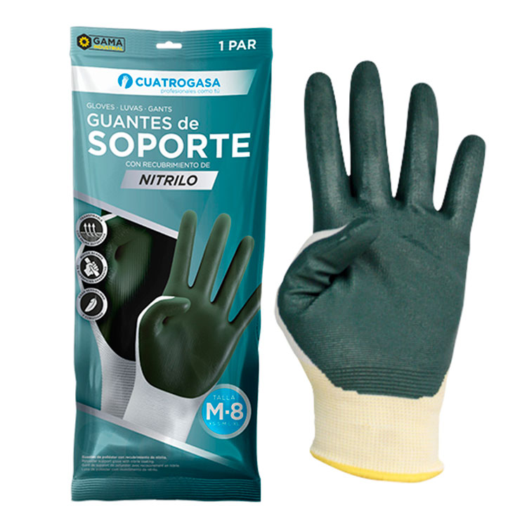 [LNP001010-P480] Luvas de suporte em poliester impregnadas de nitrilo, verde - Tamanho M I 8