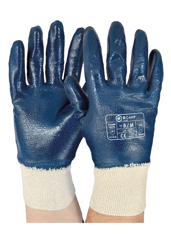[BELC006097-LV03] Luvas de suporte revestidas a nitrilo azul (Tamanho 8 (M))