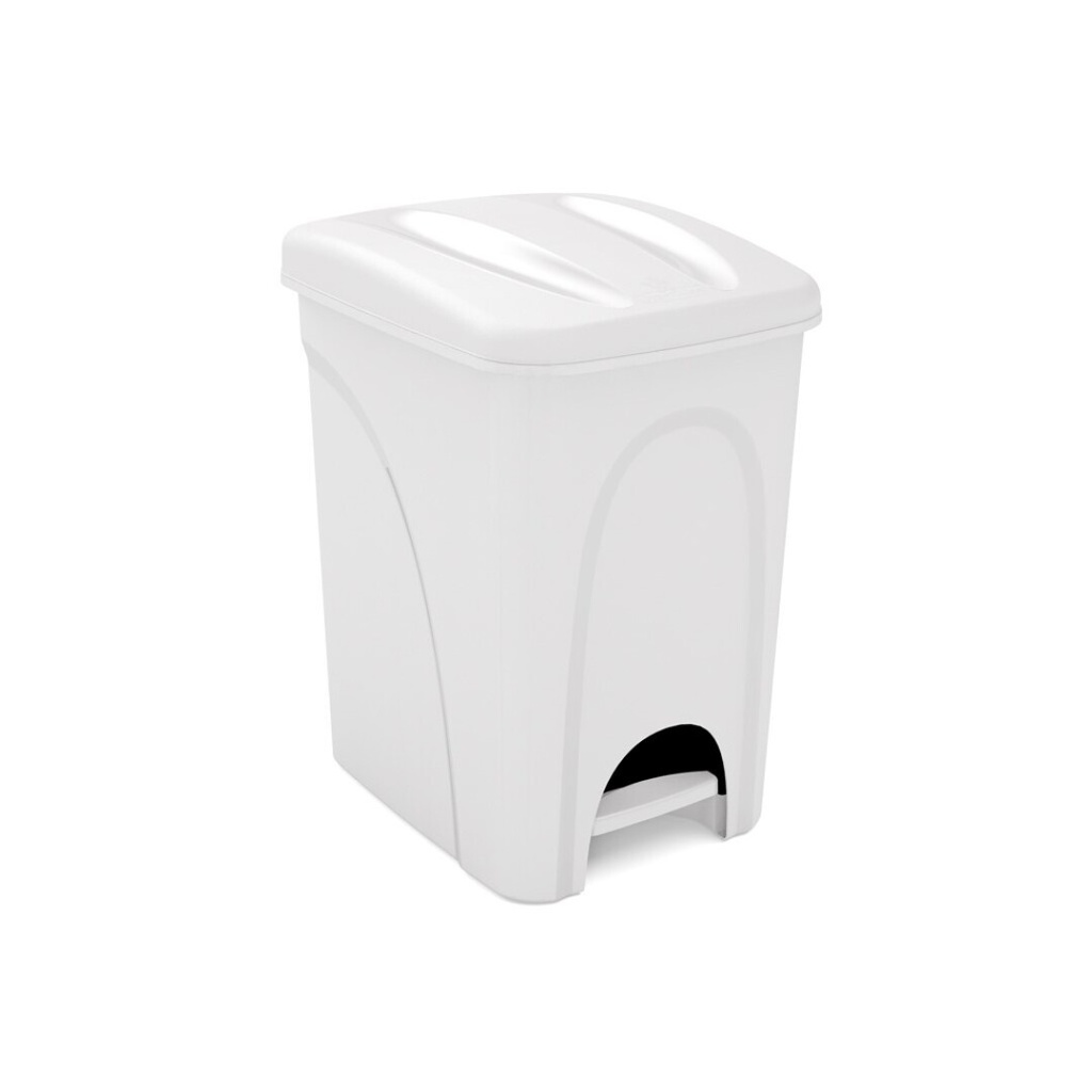 [PRAC009255-2040010] Balde do lixo com pedal e tampa I Branco I 420x275x410mm I 25 litros