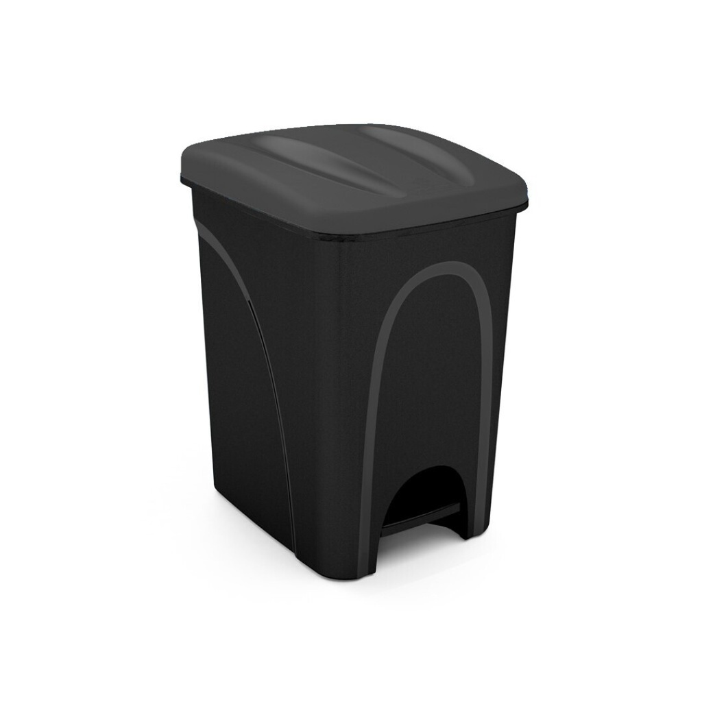 [PRAC009256-2040023] Balde do lixo com pedal e tampa I Preto I 420x275x410mm I 25 litros