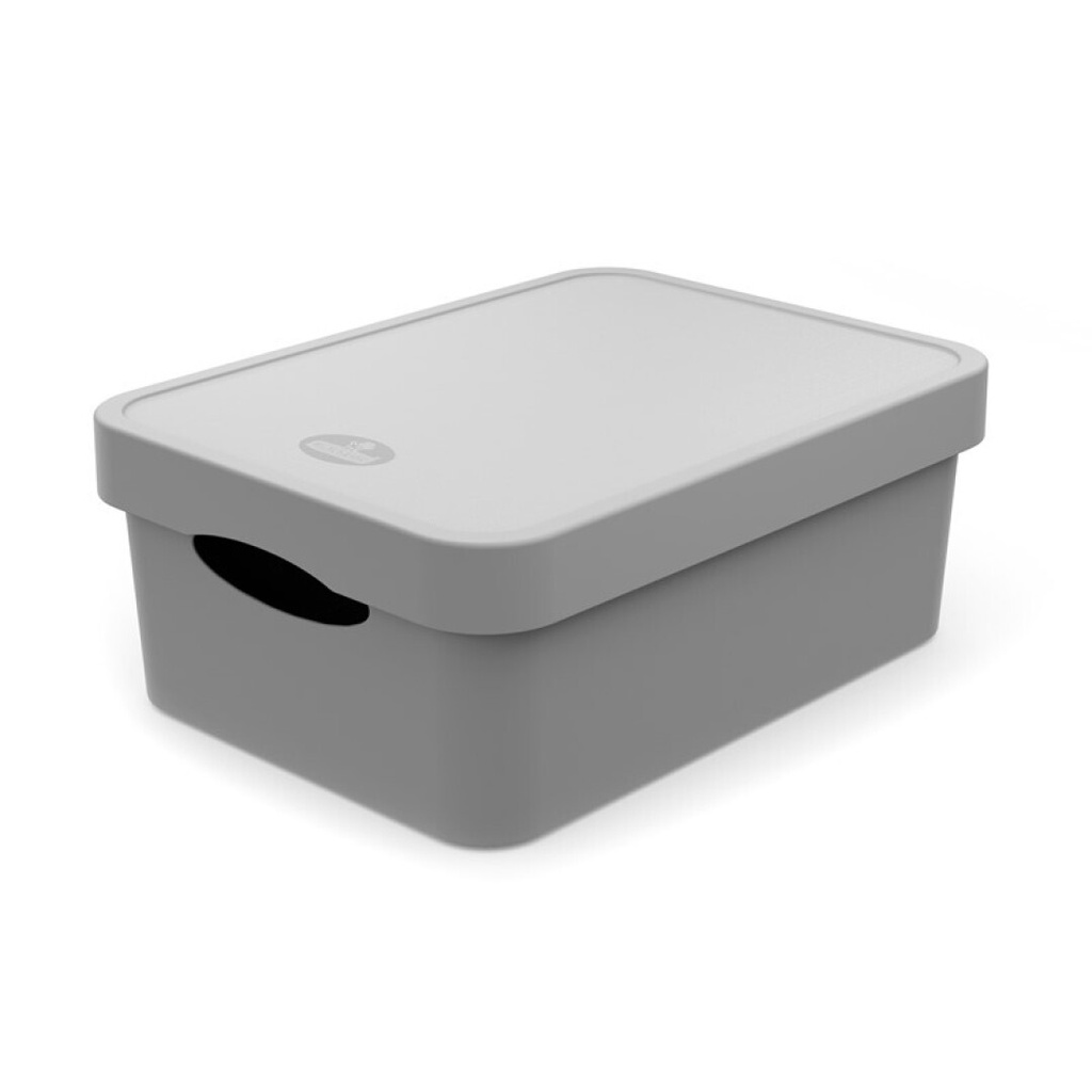 Caixa organizadora sallybox com tampa I 11 litros I 360x265x140mm I Cinza escuro