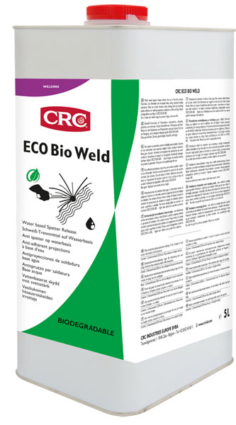[CRC009397-1030159] Eco Bio Weld, 5 litros: Antisalpicos à base de àgua permite a realização de operações pós-soldadura I CRC
